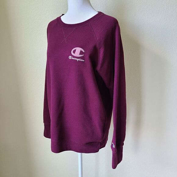 Champion Crew Neck Sweatshirt Women’s Large Purple Pullover Spell Out‎ Logo - Picture 5 of 10